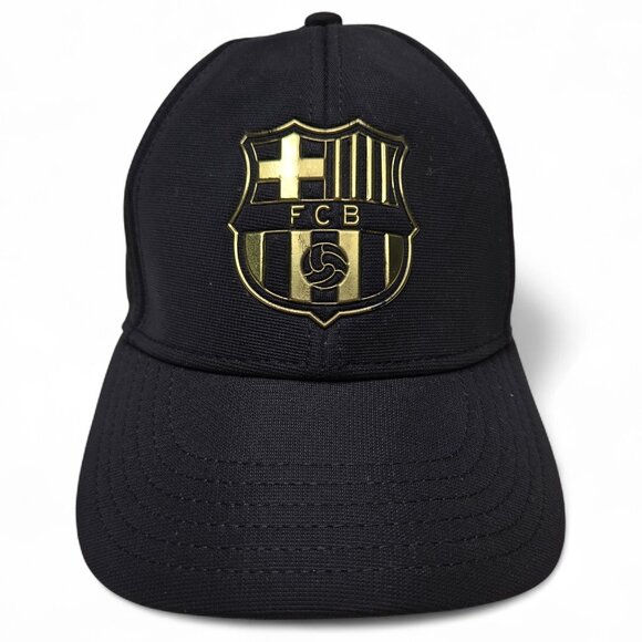 FC Barcelona Futbol Cap Men's Metallic Gold Puffy Sheild Logo Soccer Adjustable - Picture 1 of 8